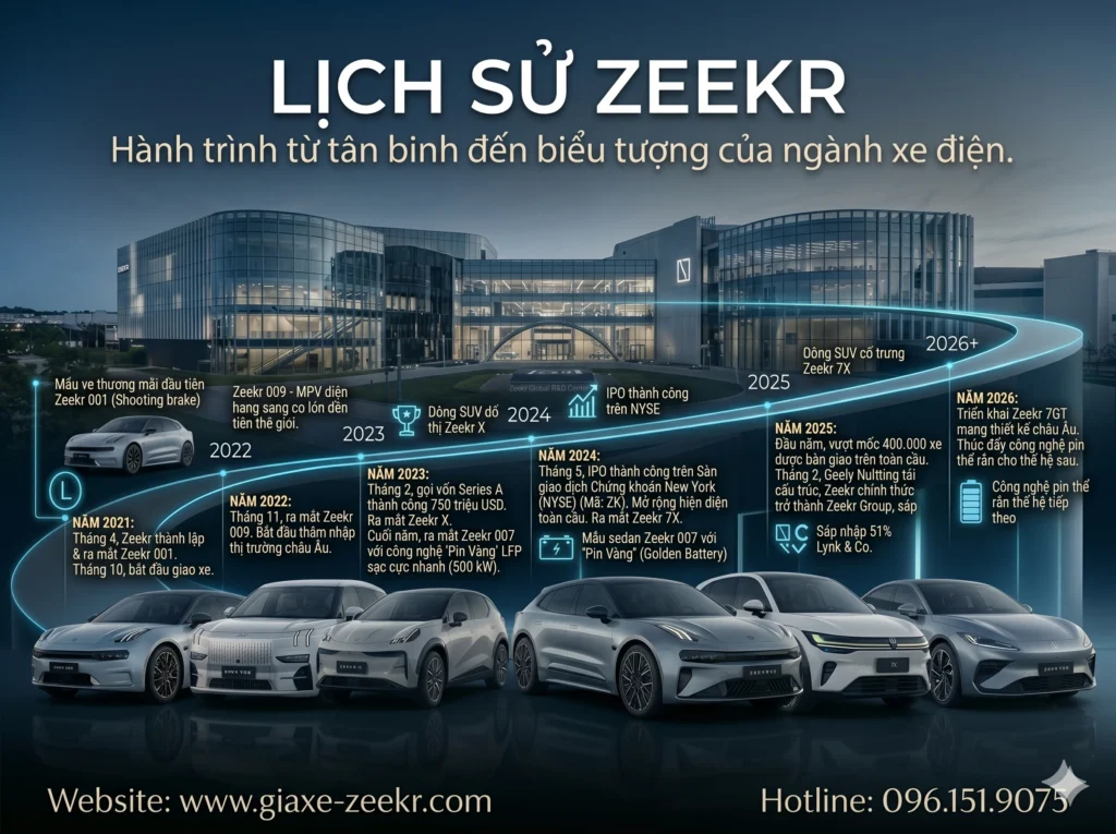Lịch sử Zeekr - Hành trình phát triển và bứt phá công nghệ của thương hiệu xe điện hạng sang toàn cầu.